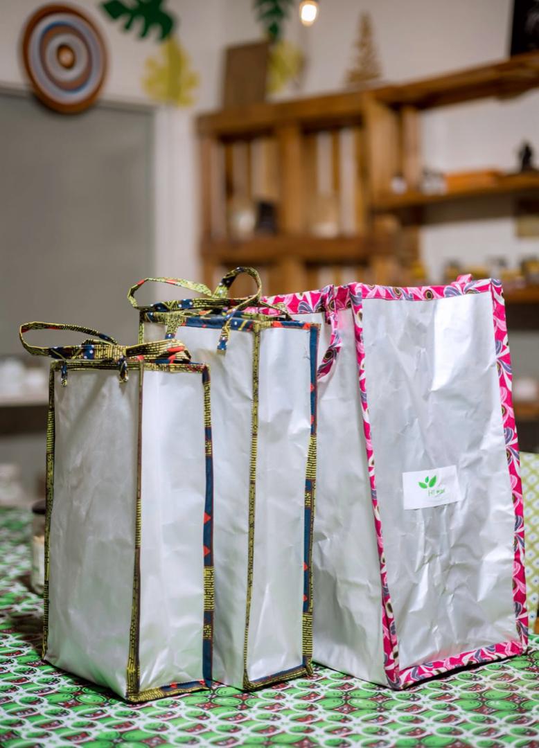 Recyclered bags from milk and juice boxes